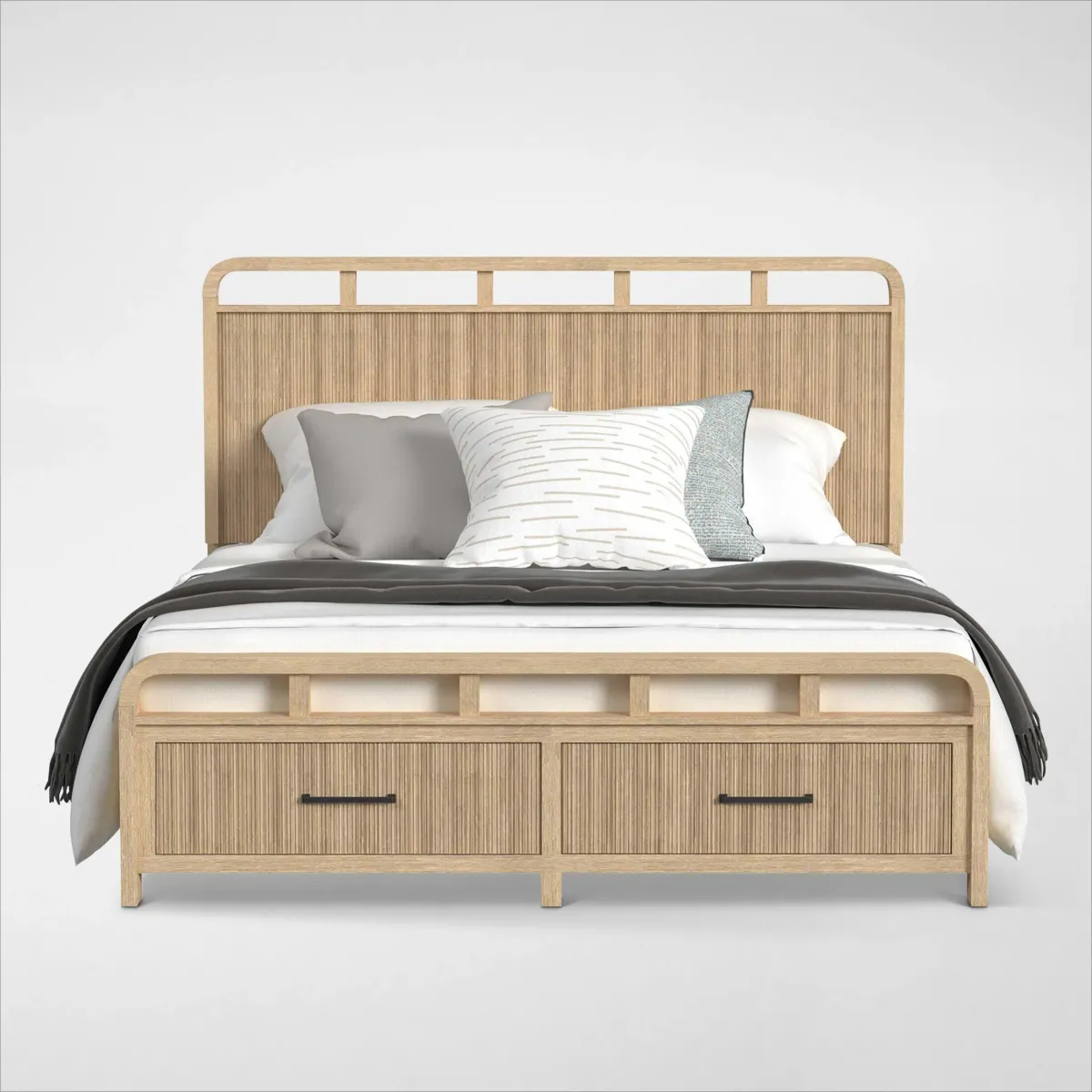 Monty 5-Piece Storage Bedroom Set with Dresser and Mirror - King