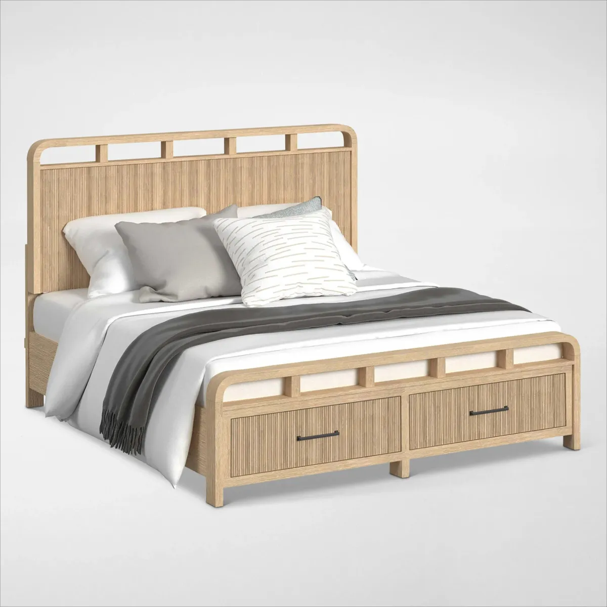 Monty 5-Piece Storage Bedroom Set with Dresser and Mirror - King