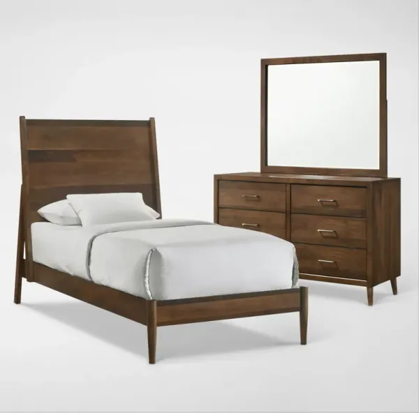 Midtown 5-Piece Panel Bedroom Set with Dresser and Mirror - Twin