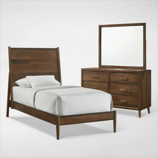 Midtown 5-Piece Panel Bedroom Set with Dresser and Mirror - Twin
