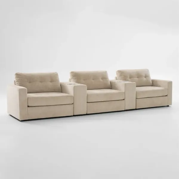 Martino 5-Piece Sectional with Bluetooth Console - Sand