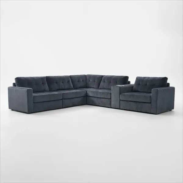 Martino 6-Piece Sectional with Bluetooth Console - Midnight