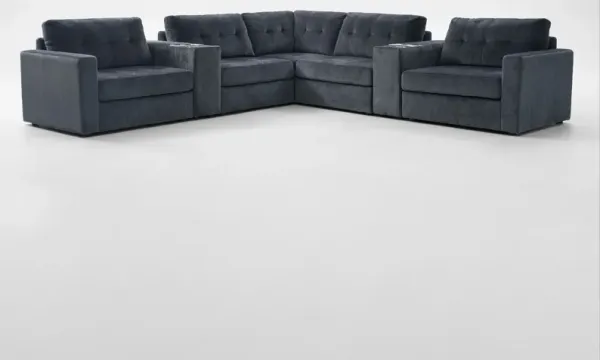 Martino 7-Piece Sectional with Bluetooth Console - Midnight