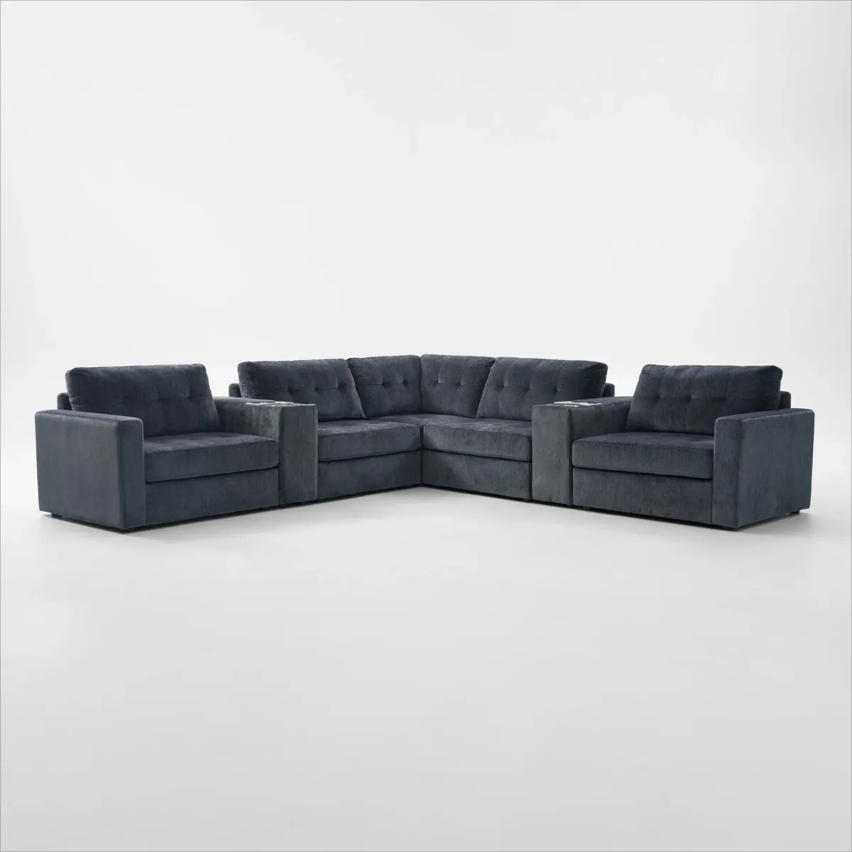 Martino 7-Piece Sectional with Bluetooth Console - Midnight