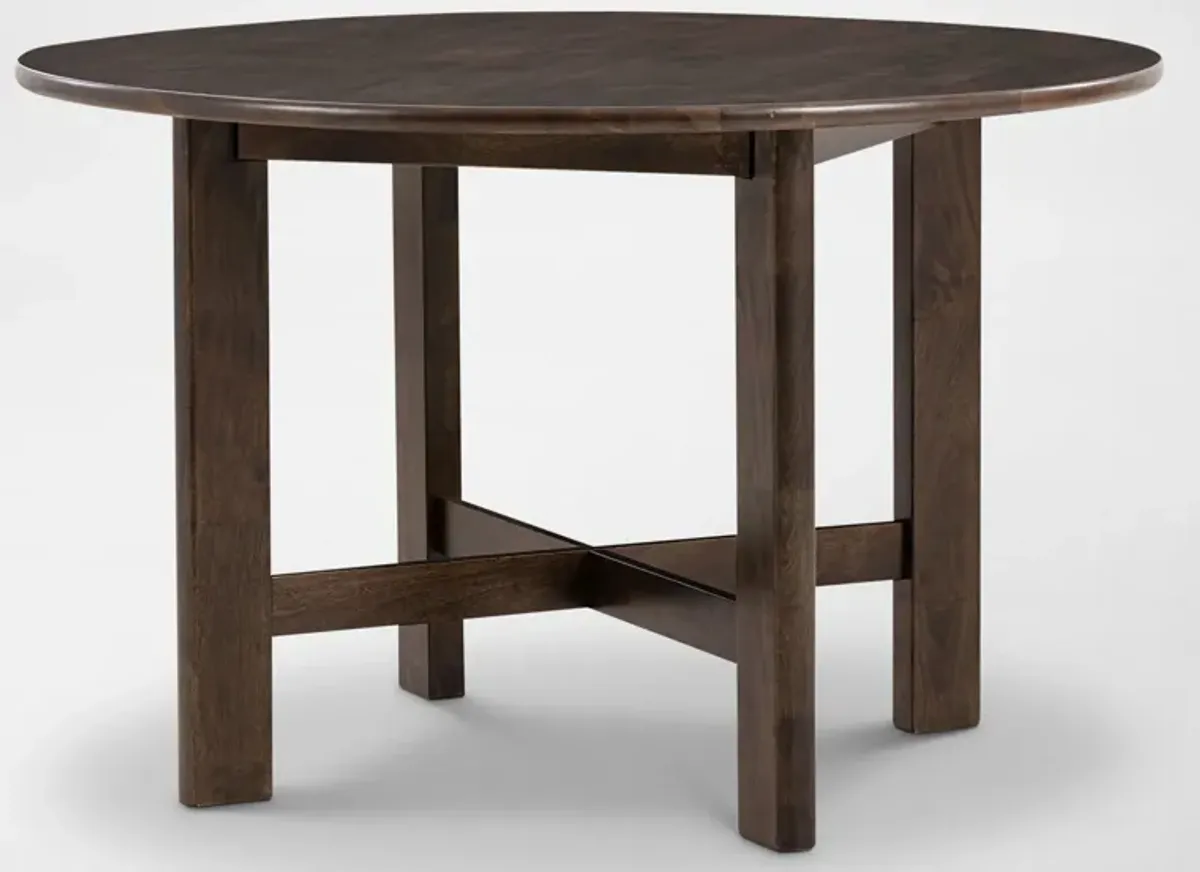 Boca Solid Wood Round Dining Table and 4 Upholstered Dining Chairs - Boca Brown