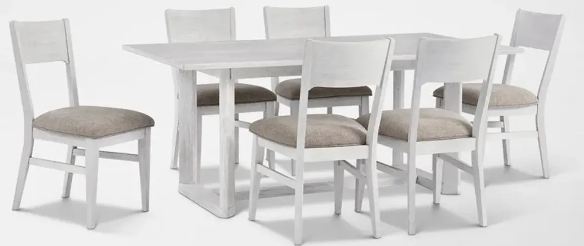 Boca Solid Wood Dining Table and 6 Dining Chairs - Boca White