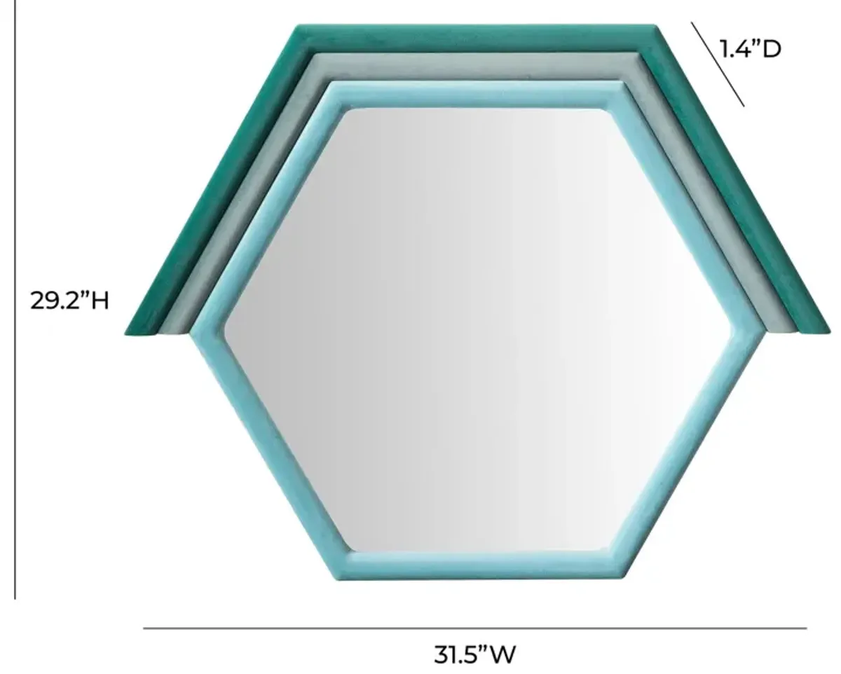 Kaia Prism Velvet Wall Mirror - Aqua