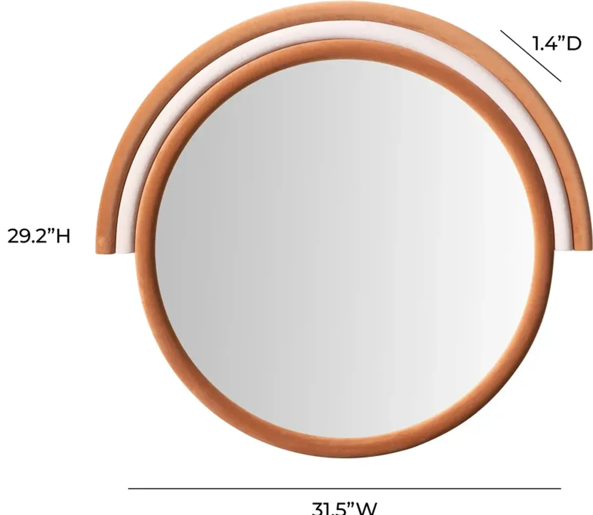 Kaia Round Velvet Wall Mirror - Terracotta