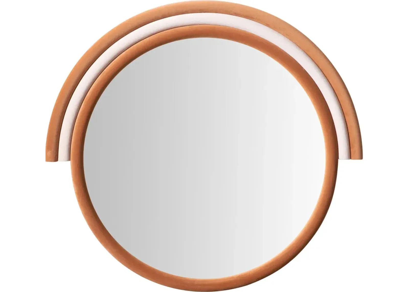 Kaia Round Velvet Wall Mirror - Terracotta