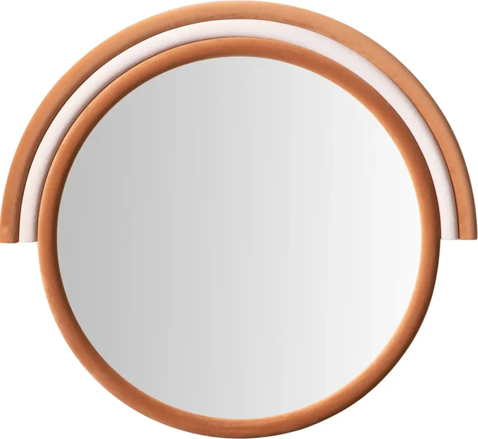 Kaia Round Velvet Wall Mirror - Terracotta