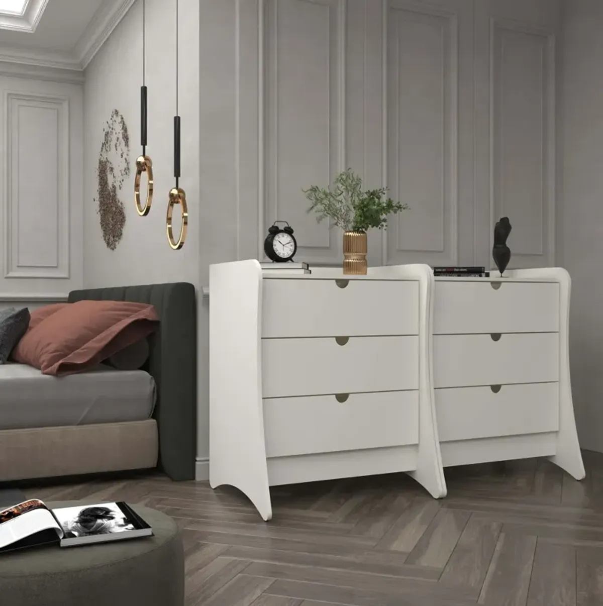 Mulberry 3-Drawer Dresser Set - White