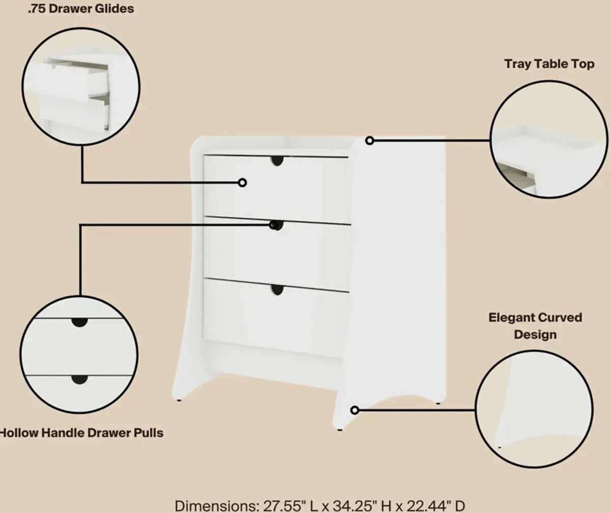 Mulberry 3-Drawer Dresser Set - White