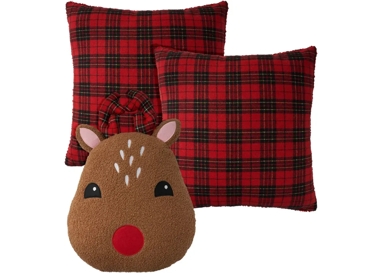 Plaid Reindeer Accent Pillow Set