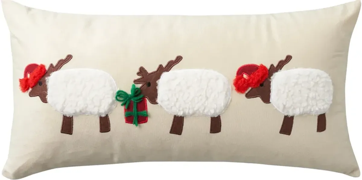 Festive Reindeer 12" x 24" Accent Pillow