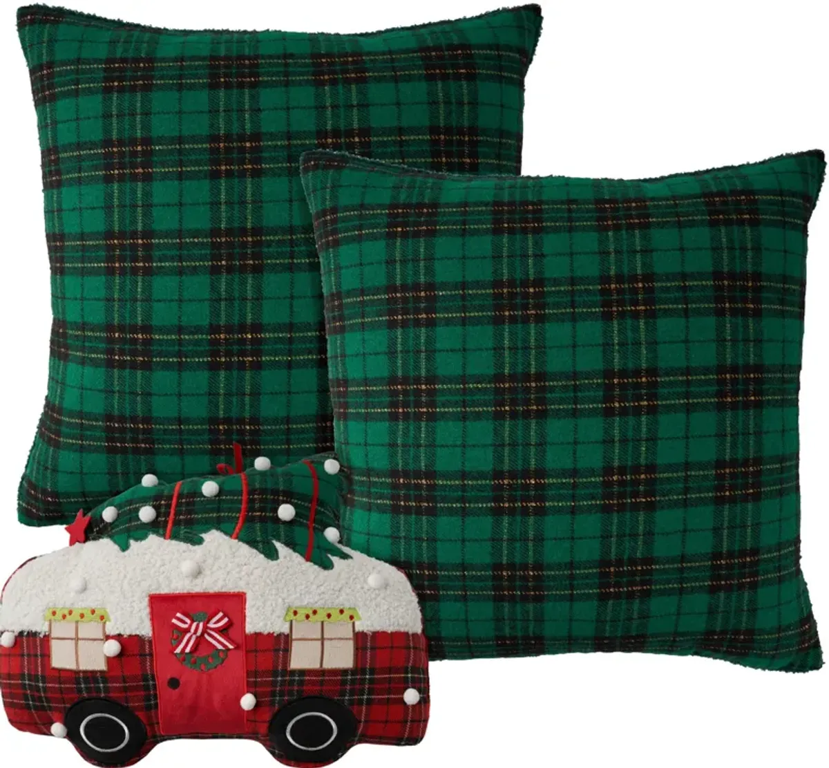 Plaid 3-Piece Accent Pillow Set - Green Camper
