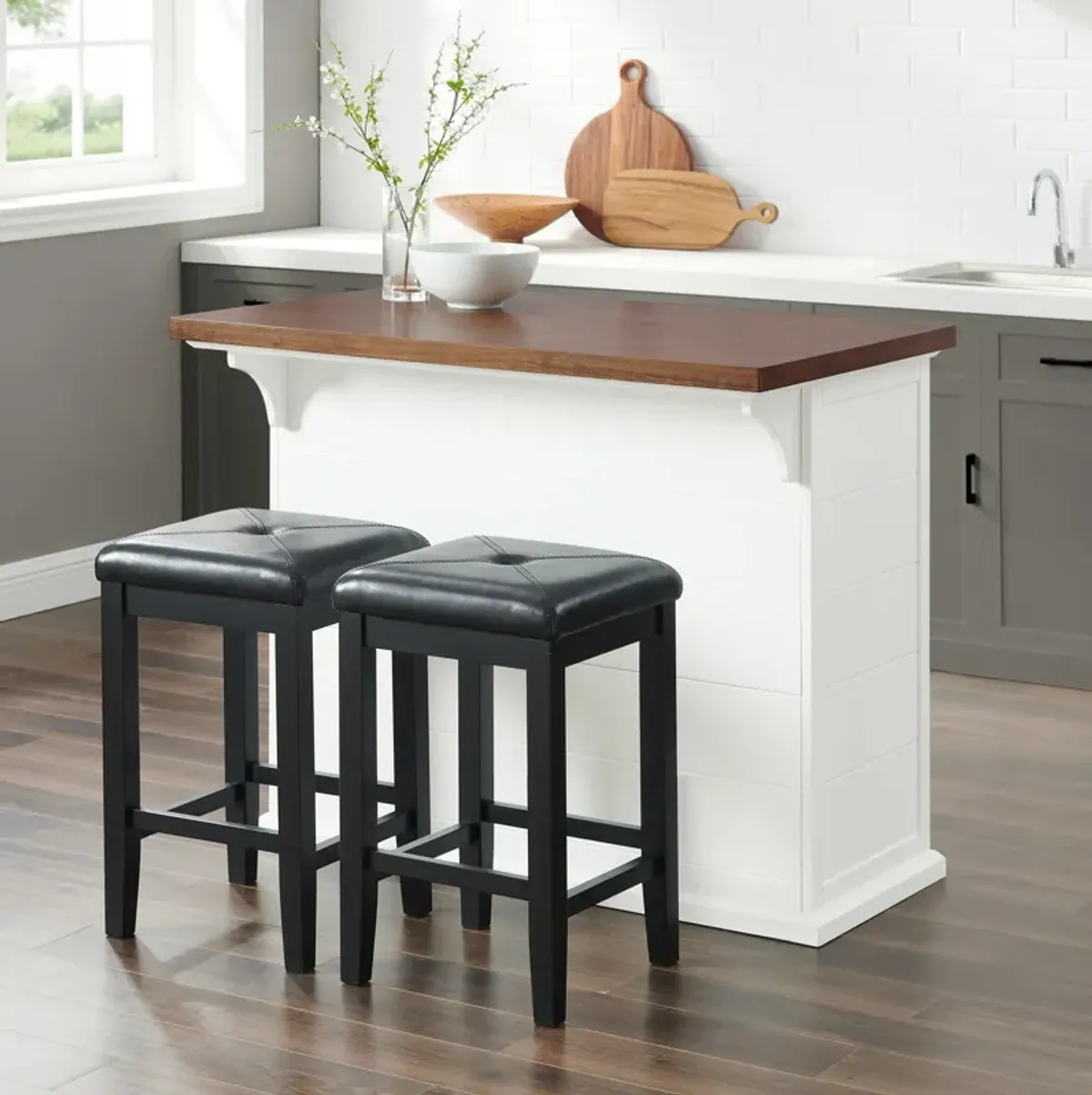 Popeye Kitchen Island and Set of 2 Stools