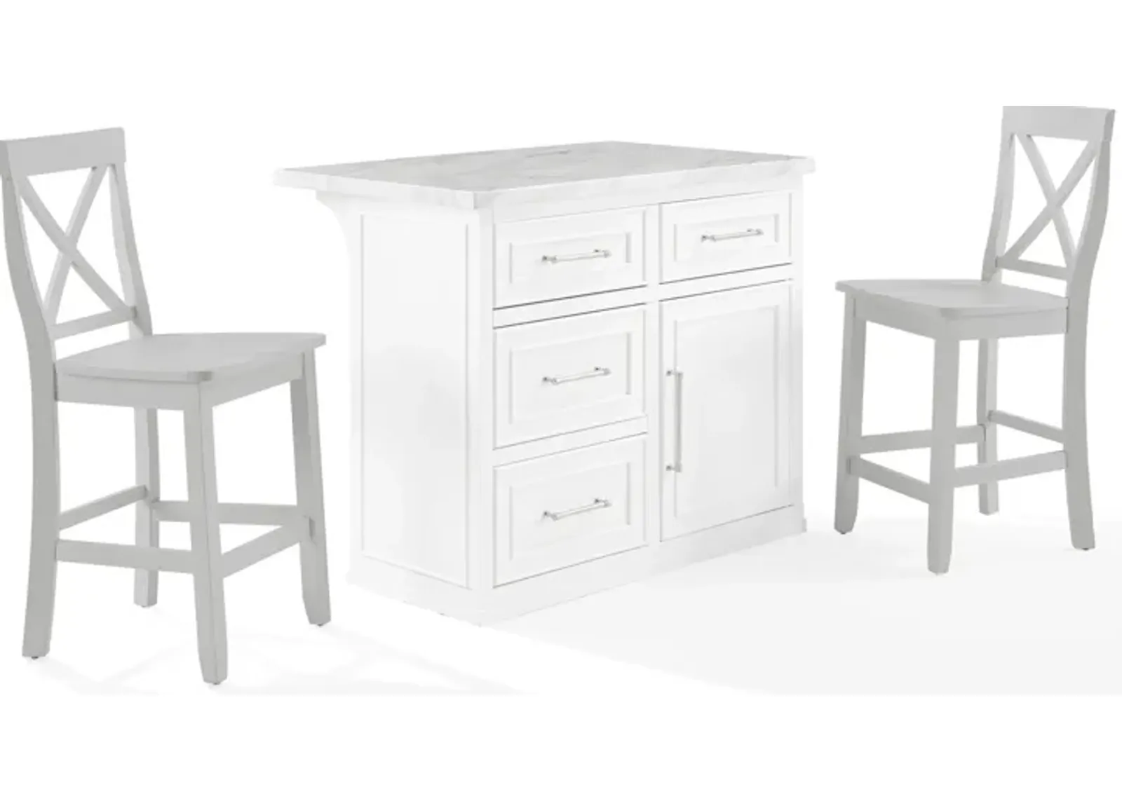 Cassai Kitchen Island and Set of 2 X-Back Stools