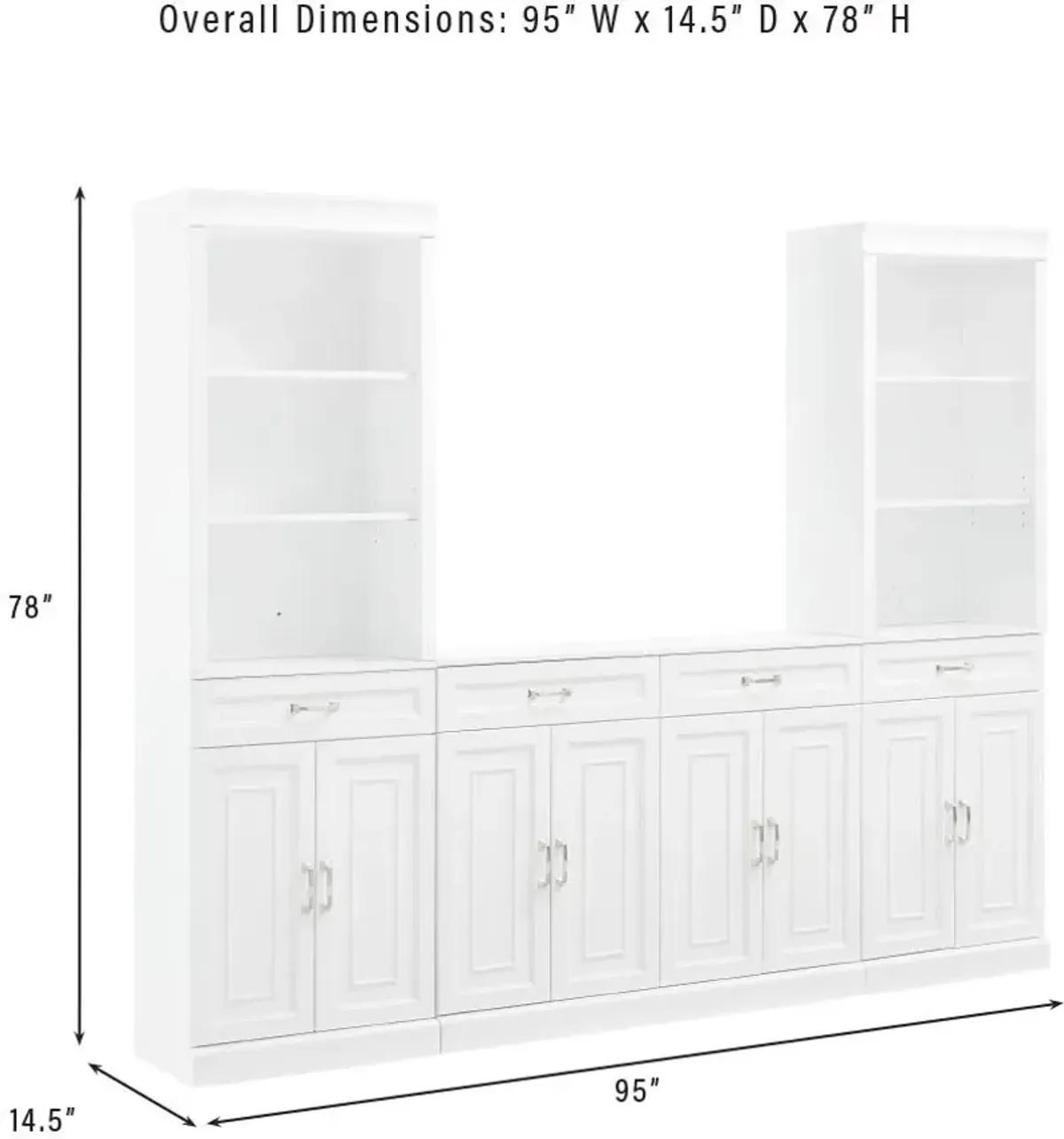 Honnaly 2 Bookcases and Sideboard Set