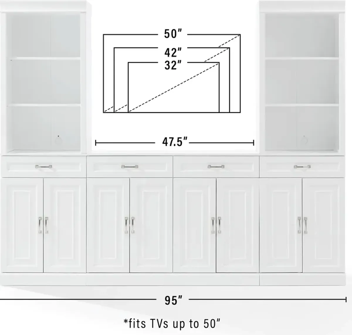 Honnaly 2 Bookcases and Sideboard Set