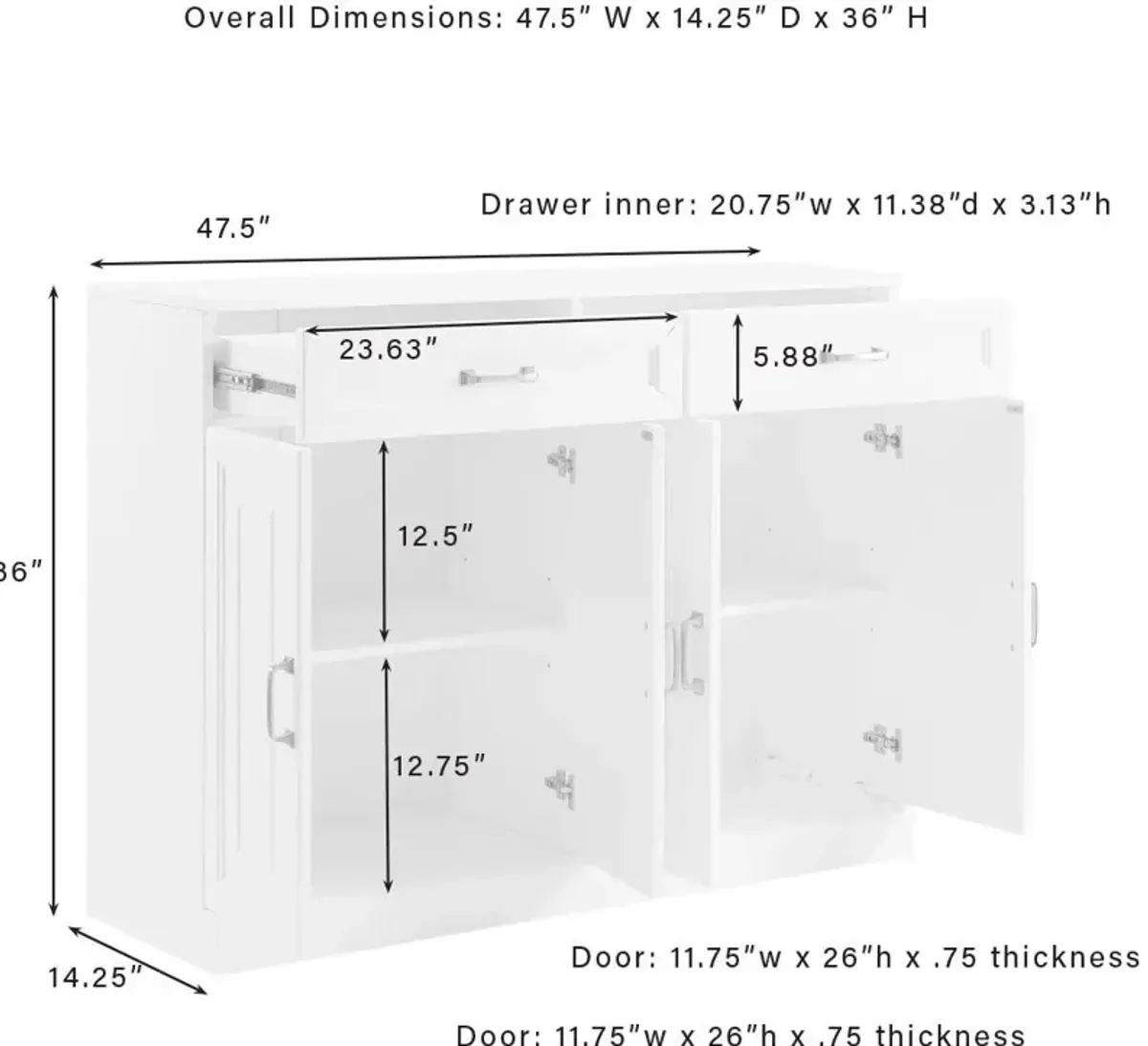 Honnaly 2 Bookcases and Sideboard Set