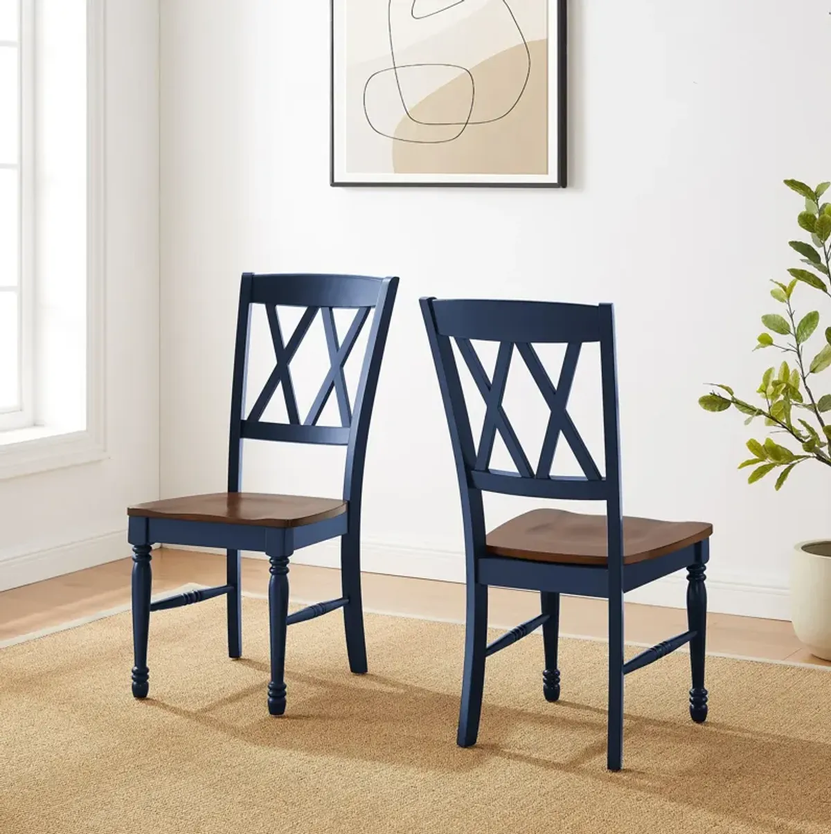 Gracie Set of 2 Dining Chairs - Navy