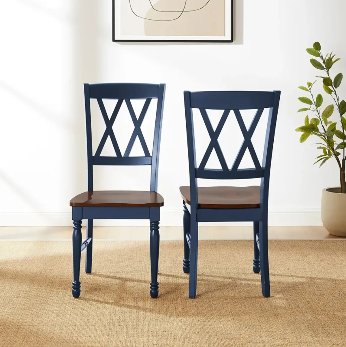 Gracie Set of 2 Dining Chairs - Navy