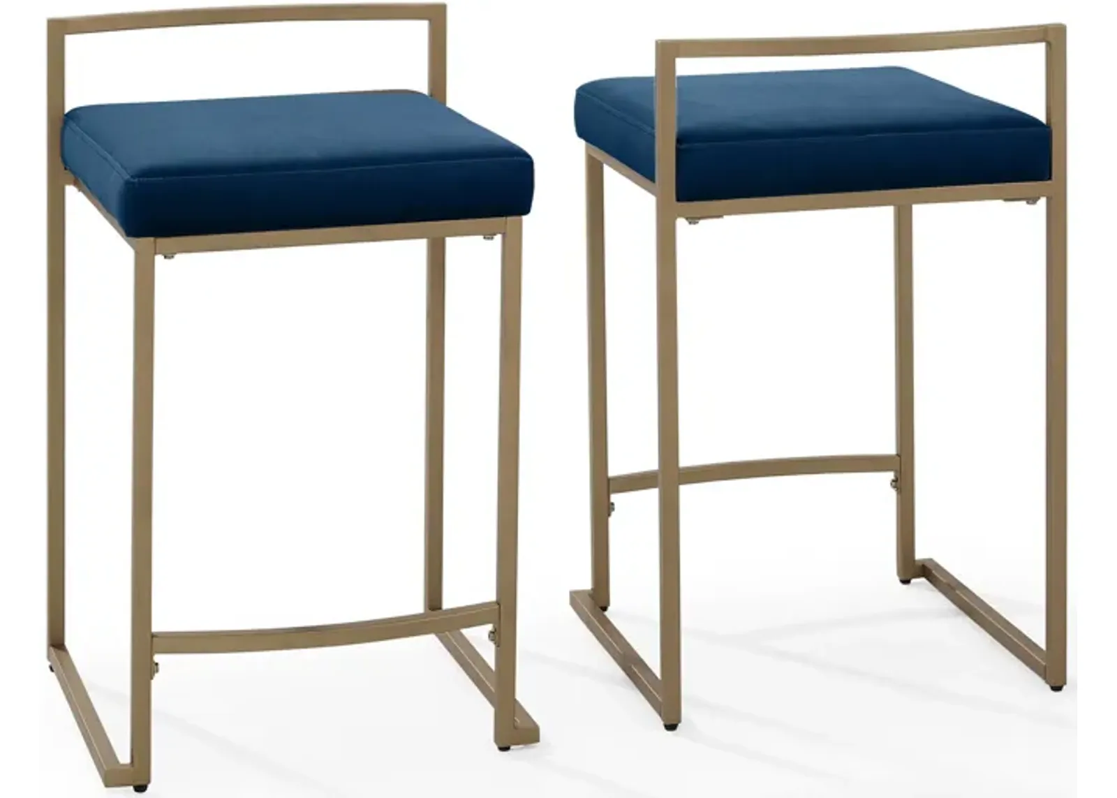 Blair Set of 2 Counter-Height Stools - Navy/Gold