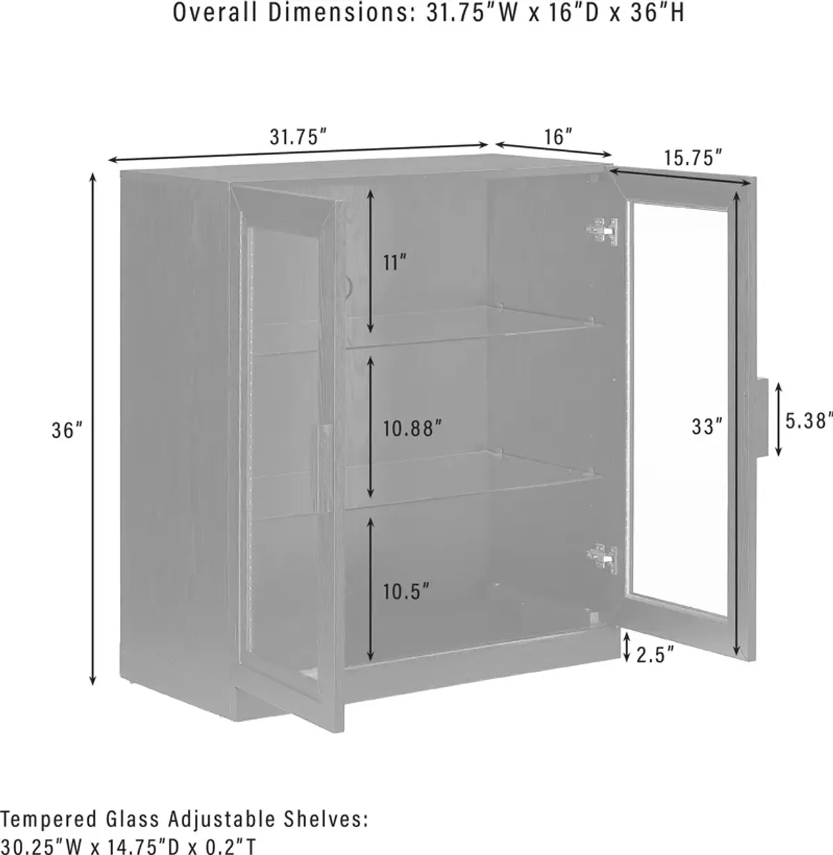 Whitney Stackable Pantry with Glass Doors