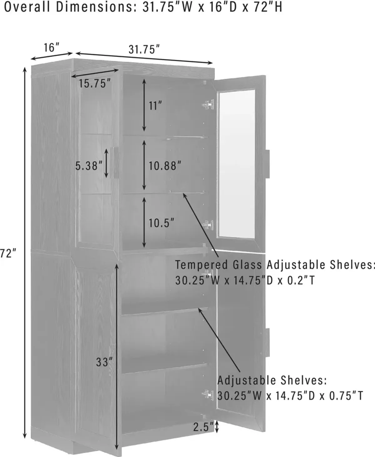 Whitney Pantry with Glass Door Hutch