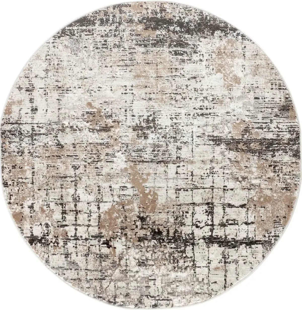 Wyller 5' Round Area Rug - Cream/Dark Brown