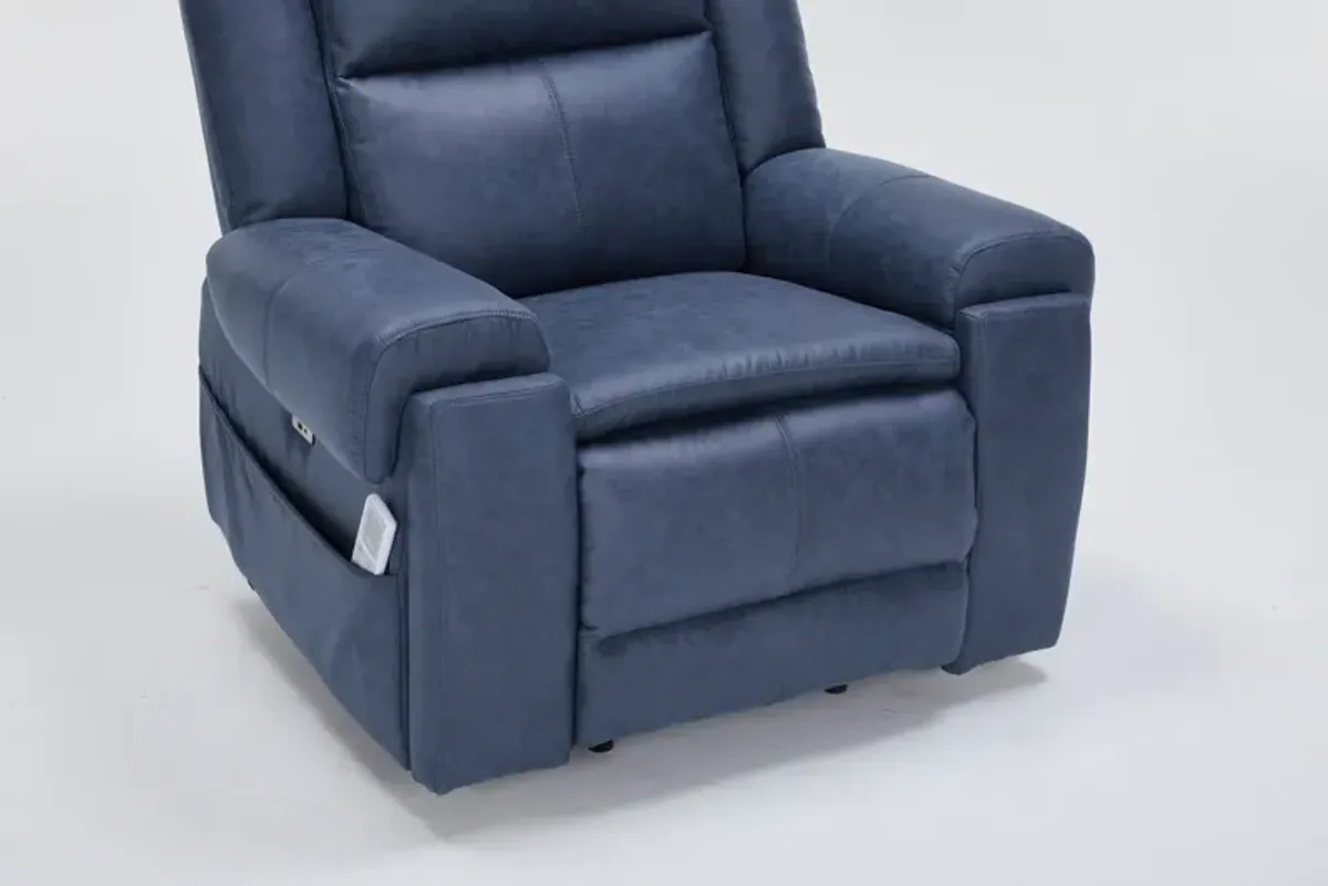 Elden Power Lift Heated Massage Recliner - Navy