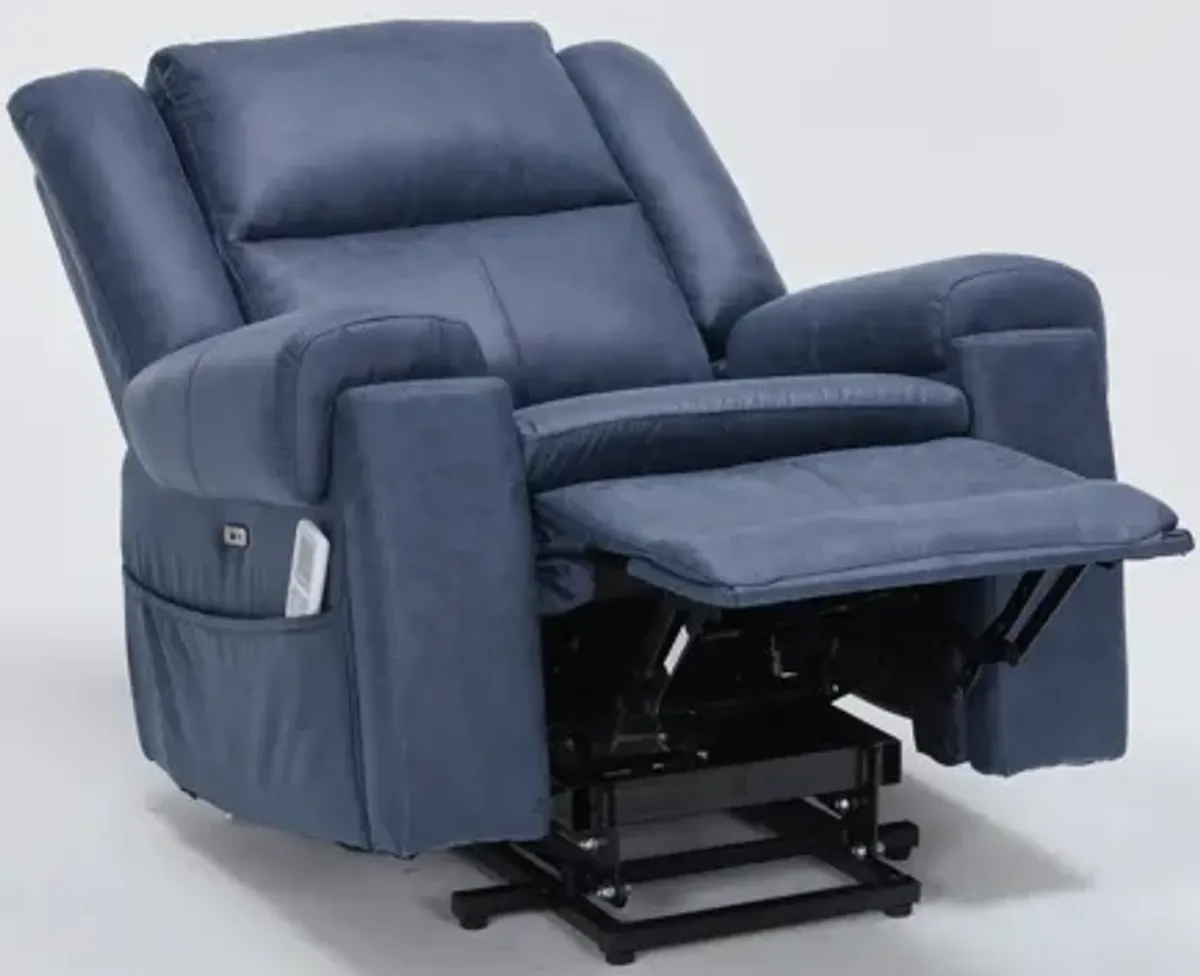 Elden Power Lift Heated Massage Recliner - Navy