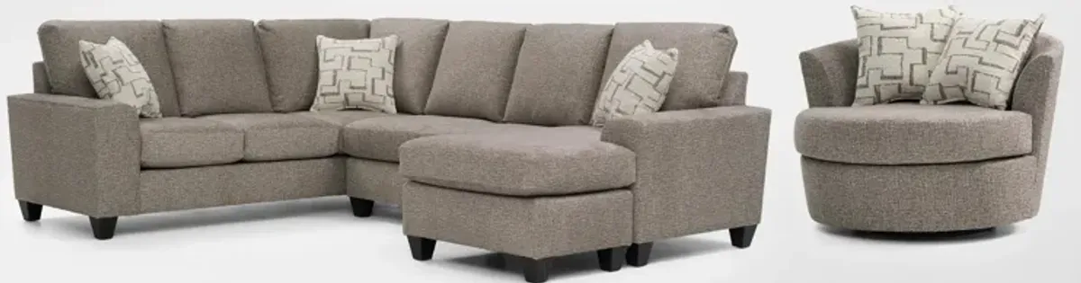 Canyon 2-Piece Sectional and Swivel Chair Set - Taupe