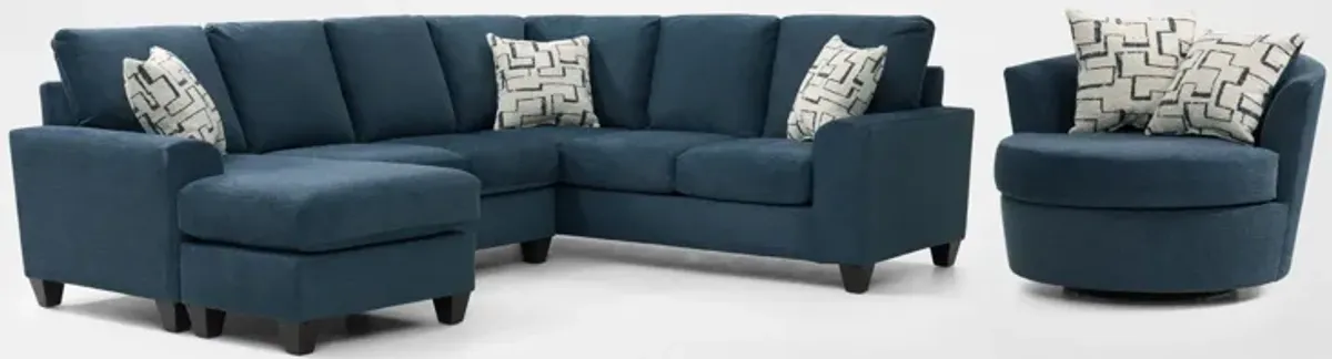 Canyon 2-Piece Sectional and Swivel Chair Set - Navy