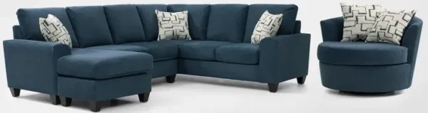 Canyon 2-Piece Sectional and Swivel Chair Set - Navy