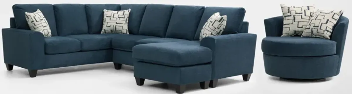 Canyon 2-Piece Sectional and Swivel Chair Set - Navy