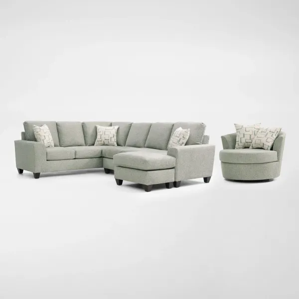 Canyon 2-Piece Sectional and Swivel Chair Set - Seafoam