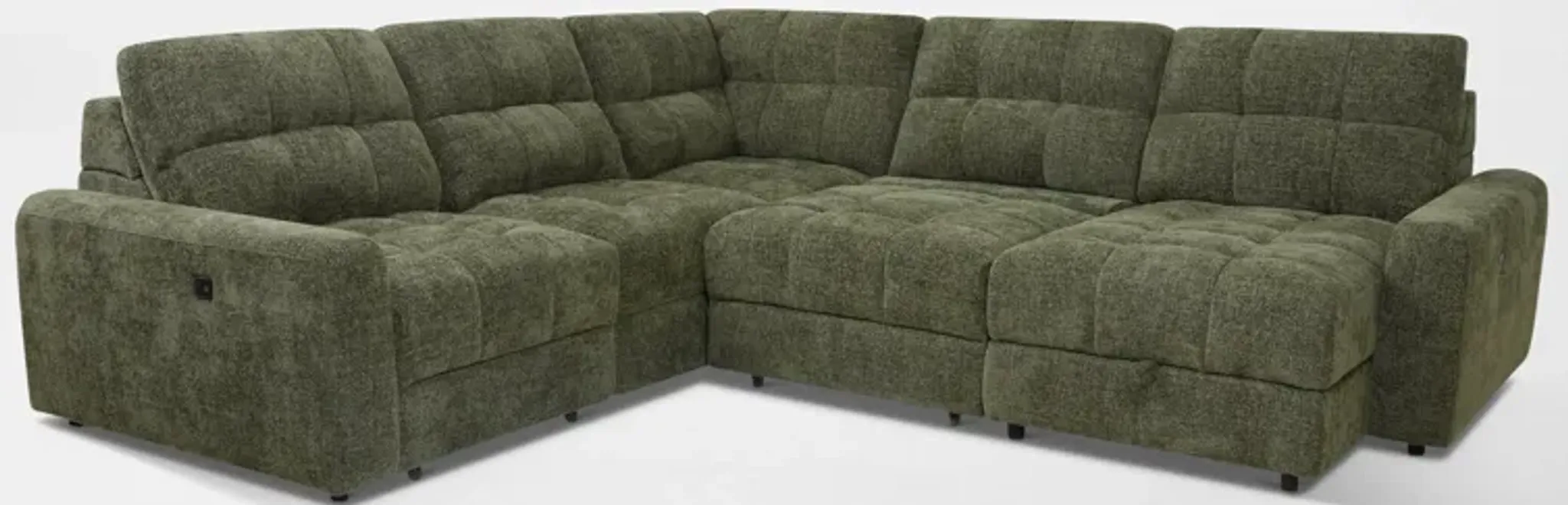 Grayson 5-Piece Power Extendable Sectional with Chaise - Green ...