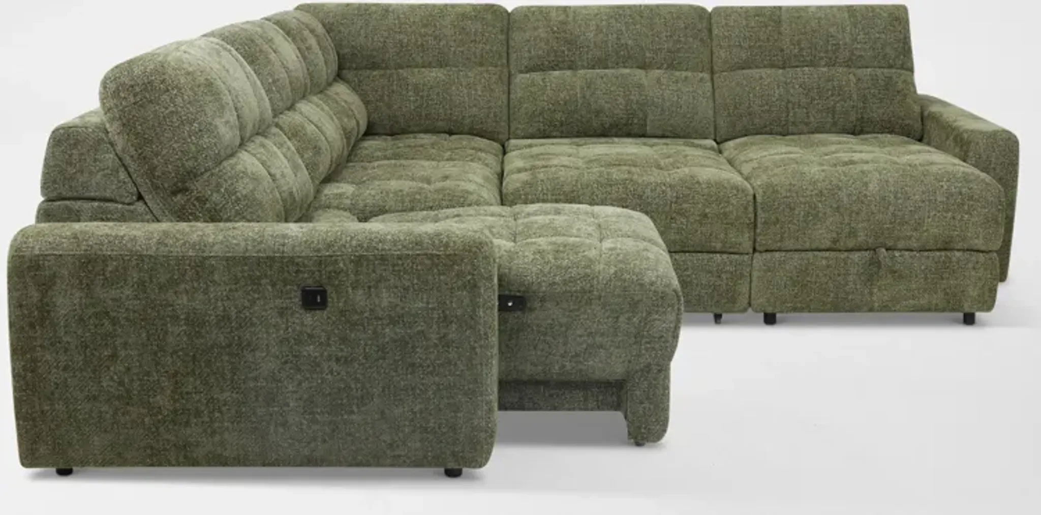 Grayson 5-Piece Power Extendable Sectional with Chaise - Green ...