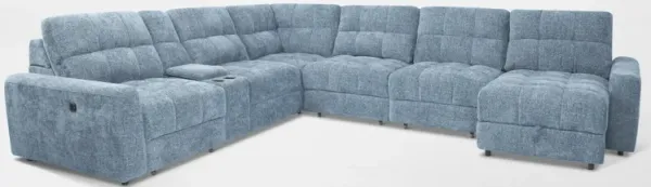 Grayson 7-Piece Power Extendable Sectional with Chaise and Console - Sky