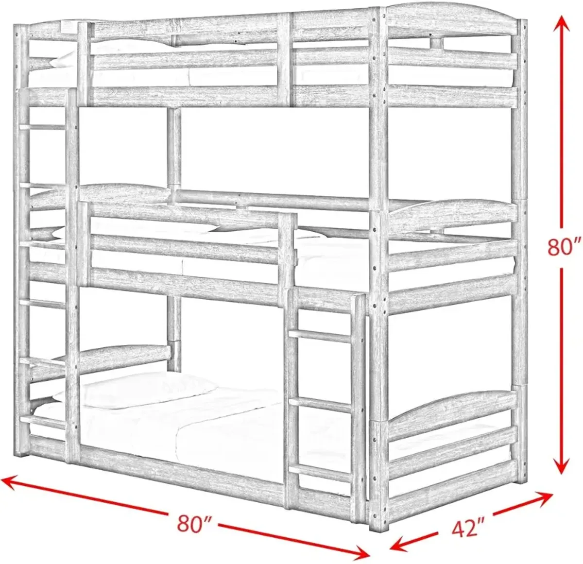 Ralphie Twin Triple Decker Bunk Bed