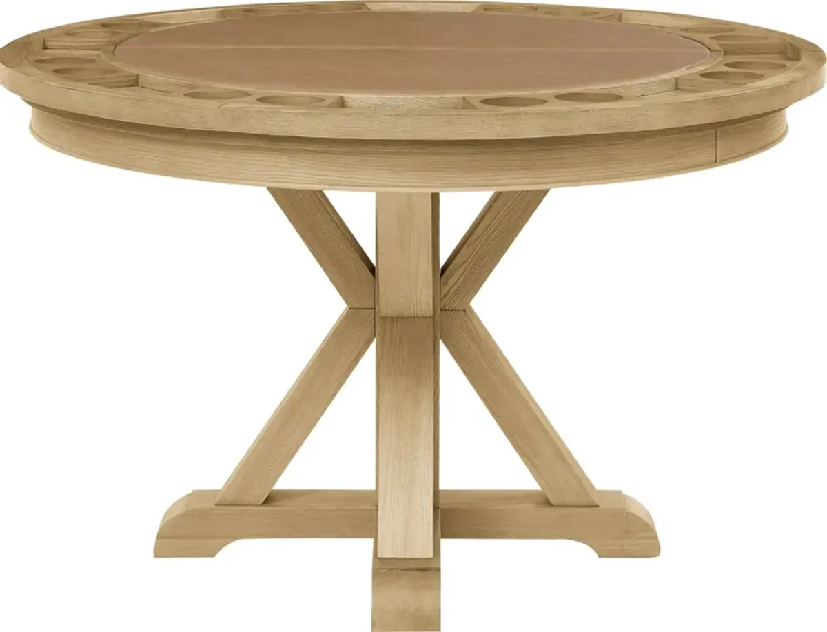 Barrett Round Dining Table with Removable Game Top - Natural