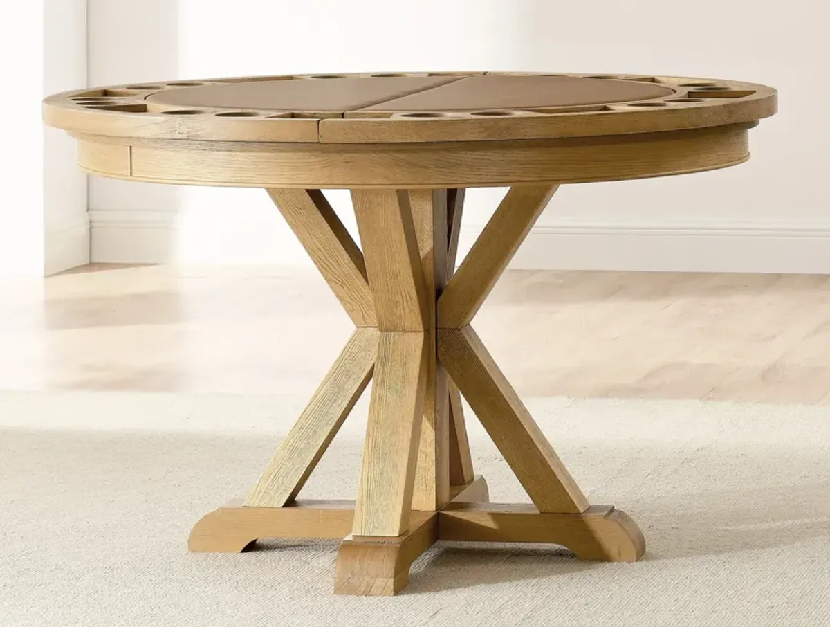 Barrett Round Dining Table with Removable Game Top - Natural