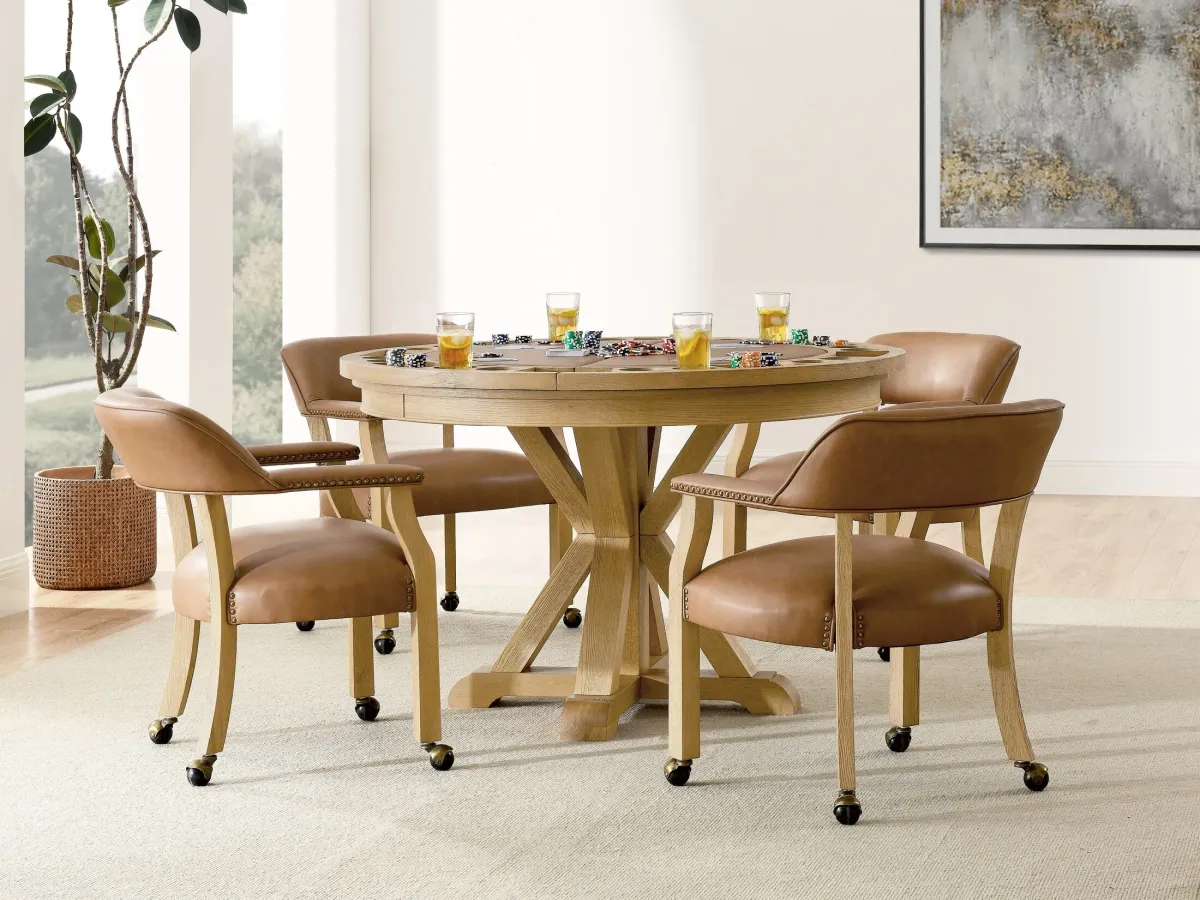 Barrett Round Dining Table with Removable Game Top - Natural