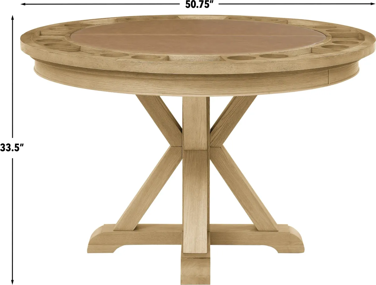 Barrett Round Dining Table with Removable Game Top - Natural