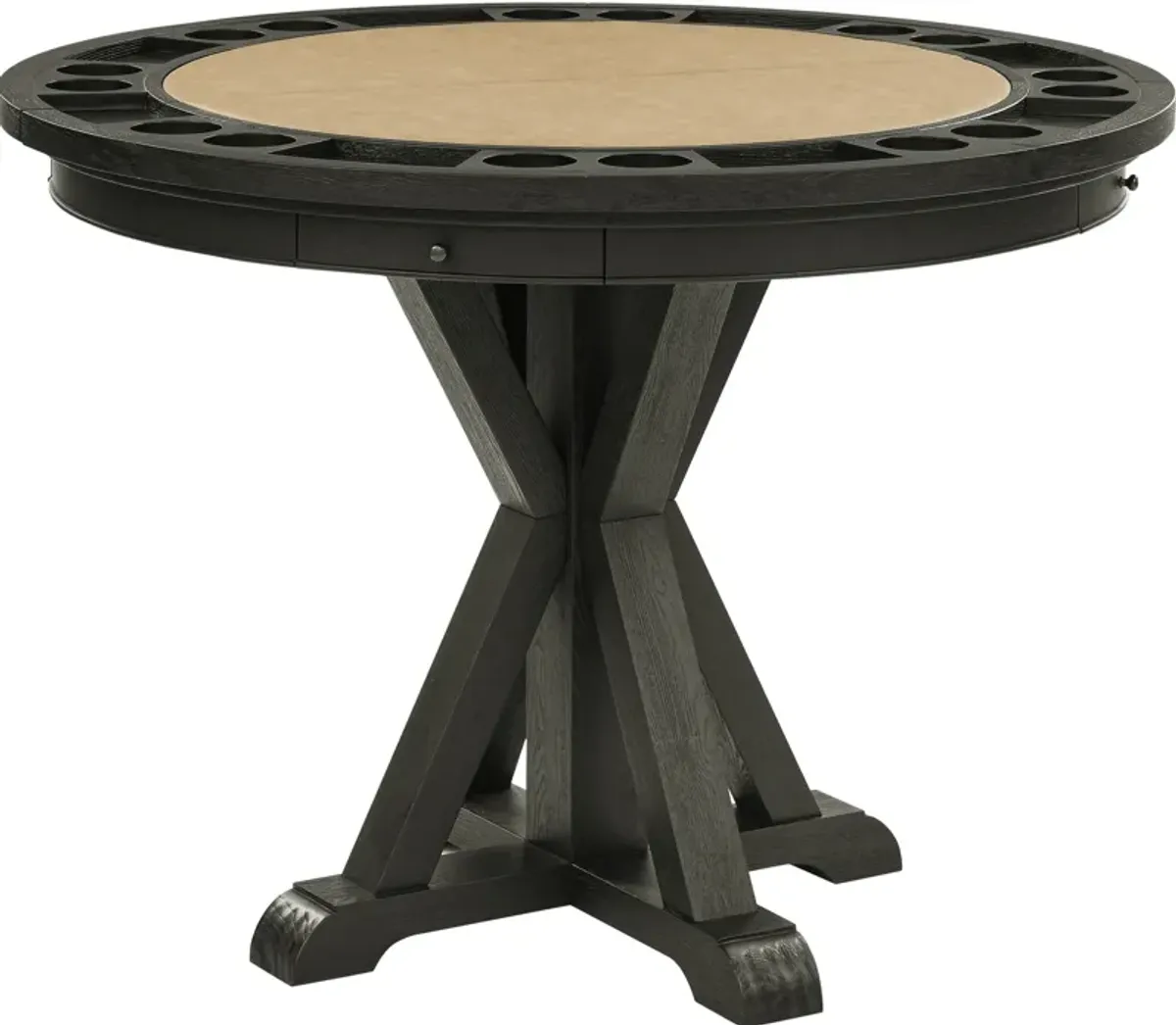 Barrett Round Counter-Height Table with Removable Game Top - Black