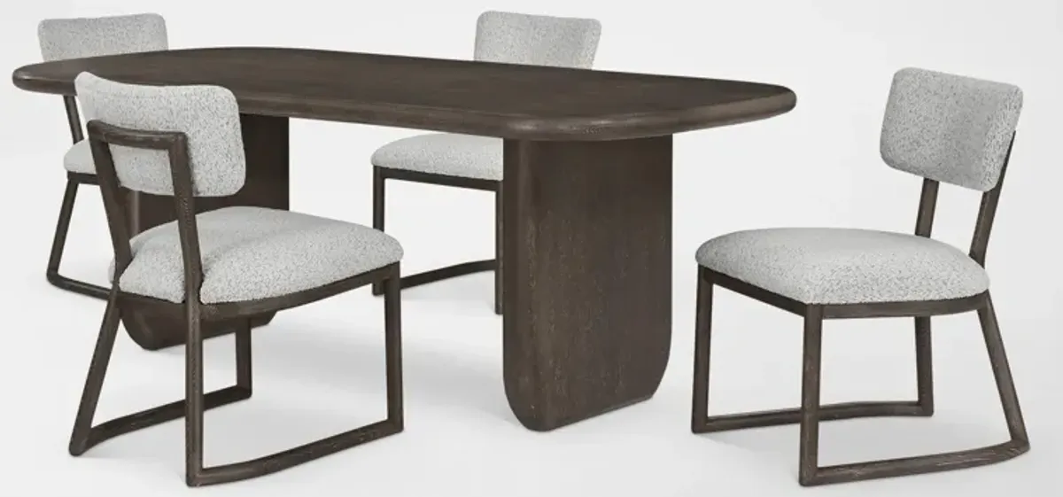 Tahoe Rectangular Dining Table with 4 Upholstered Side Chairs - Brown