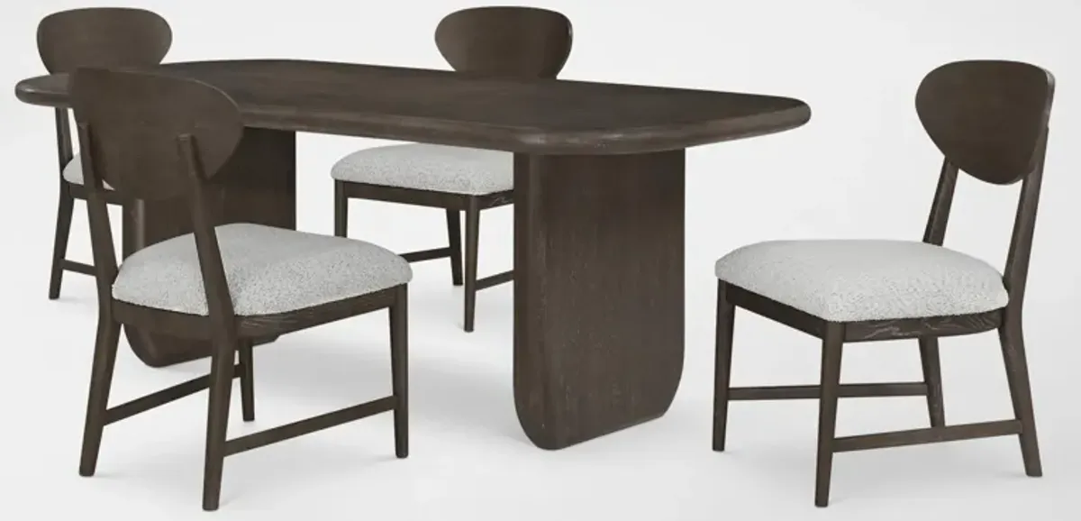 Tahoe Rectangular Dining Table with 4 Wood Back Side Chairs - Brown