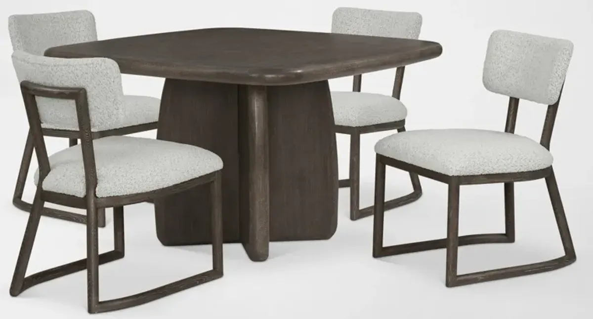 Tahoe Square Dining Table with 4 Upholstered Side Chairs - Brown