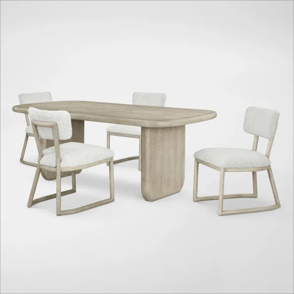 Tahoe Rectangular Dining Table with 4 Upholstered Side Chairs - Sand